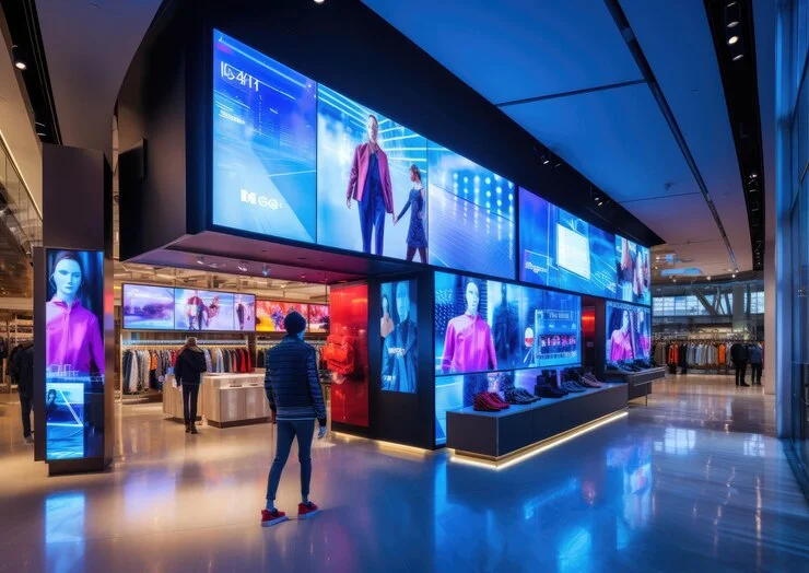 Digital screen looping a video announcement