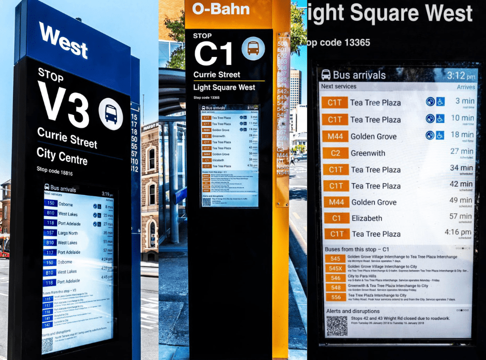 Public service space with wayfinding screens