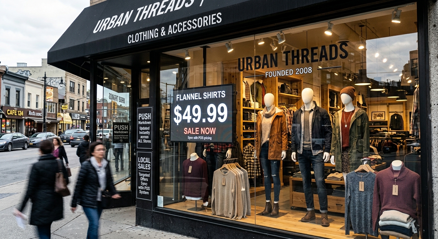 Retail store window with a digital price display